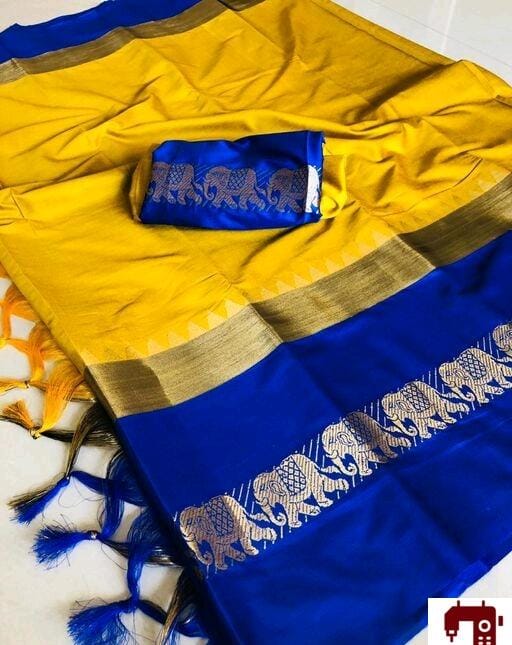 Cotton Silk Elephant border design Saree - Modern Cloth